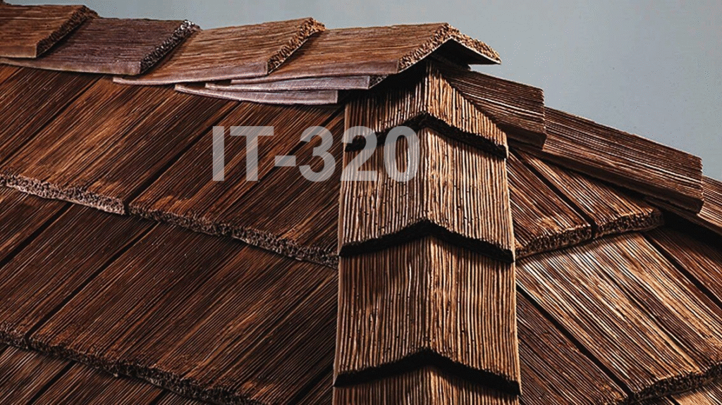 Roof top close up of with rustic cedar shingles.